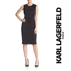 KARL LAGERFELD Crystal-Studded LBD Midi Dress